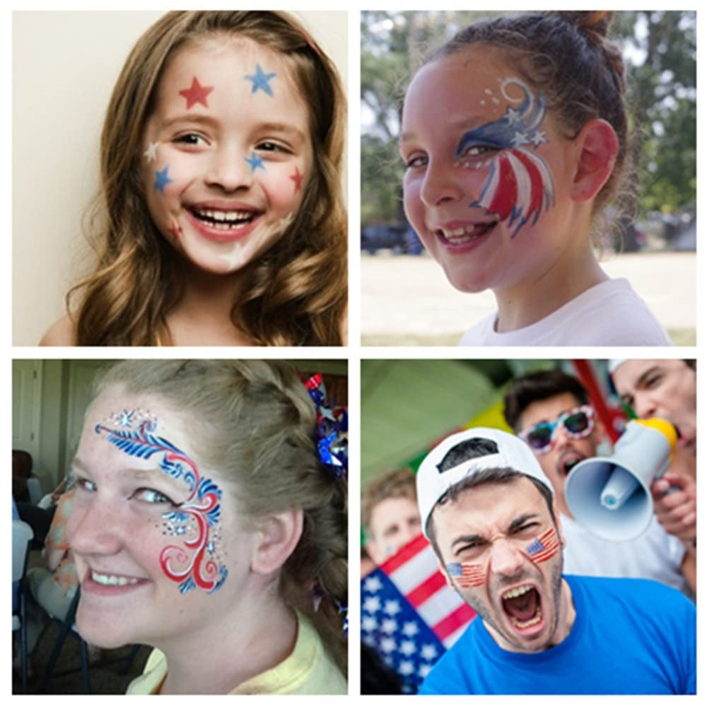 Red White Blue and Black Face Paint Kit, Sports Eye Black Stick for Football Baseball Softball, Independence Day Fourth/4Th of July Accessories, Patriotic USA Flag Face Paint