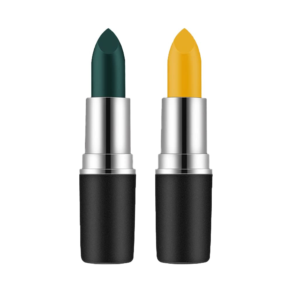 Dark Green and Yellow Face Body Paint Stick, Eye Black Stick for Football Baseball Softball Lacrosse, Green Lipstick Yellow Facepaint for Halloween SFX Cosplay Gamora Hulk Witch Costume Makeup