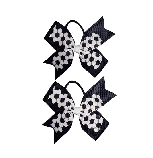 Soccer Hair Bows Soccer Sport Hair Ties Soccer Bows Hair Accessories for Girls.(Fs5) (White Black B)