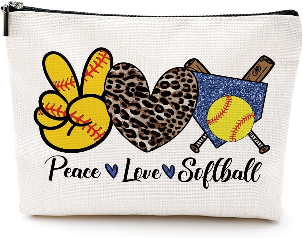 Softball Gifts Leopard Makeup Bag Softball Accessories Cosmetic Bag Softball Party Favor Softball Team Gifts for Women Girls Her Softball Lovers Coach Player Friend Niece Friend Christmas Birthday