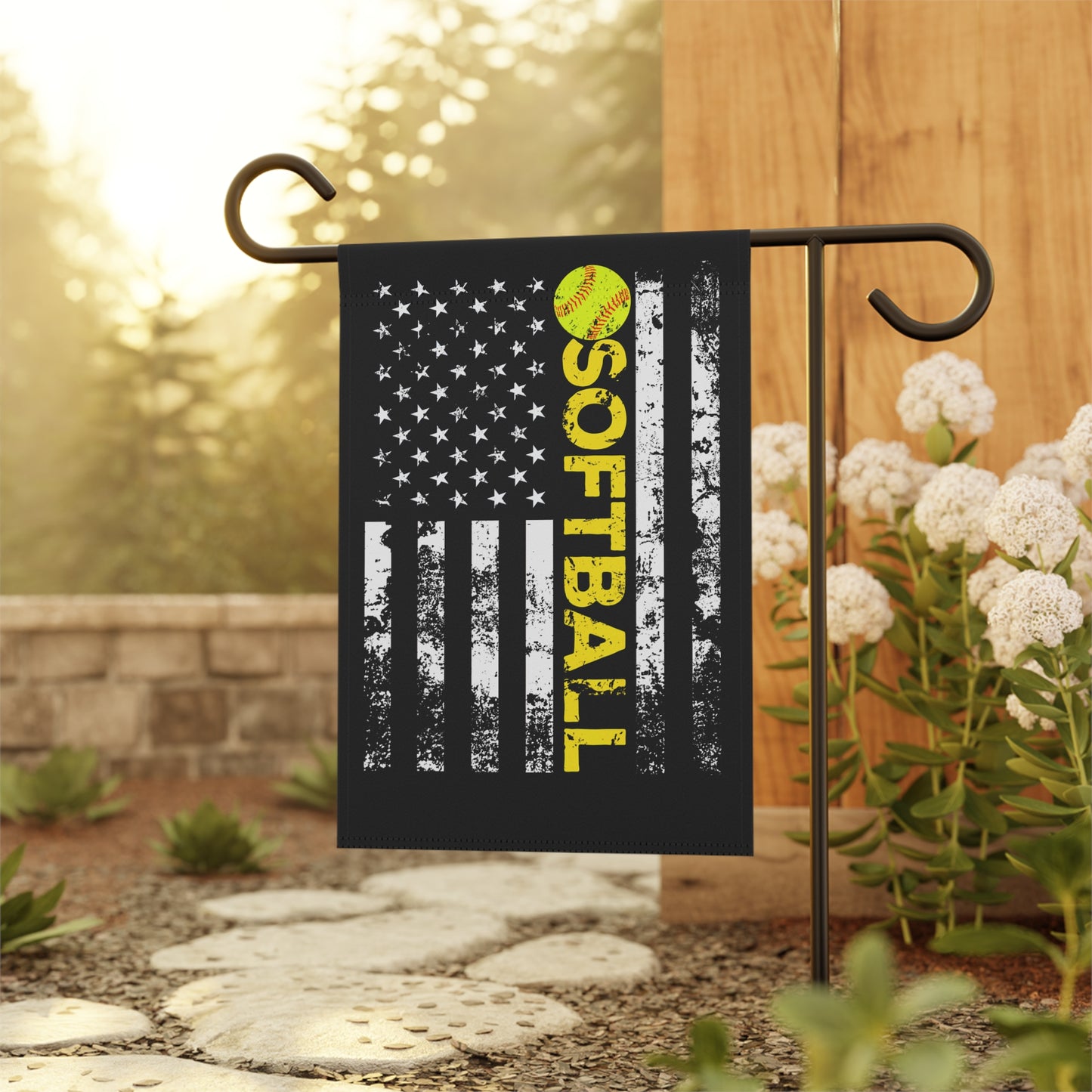 Softball Garden Flag - Sporty Outdoor Banner with USA Design