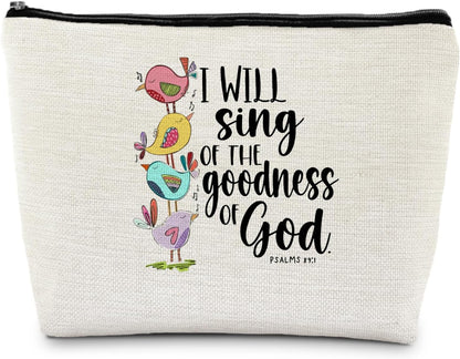 Christian Gifts for Women, Bible Verse Scripture Makeup Bag, Bible Verse Gifts, Goodness of God Christian Cosmetic Bag, Religious Gifts for Christian Women Makeup Pouch