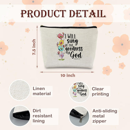 Christian Gifts for Women, Bible Verse Scripture Makeup Bag, Bible Verse Gifts, Goodness of God Christian Cosmetic Bag, Religious Gifts for Christian Women Makeup Pouch